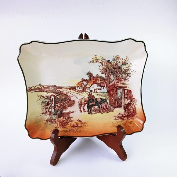 Royal Doulton Rustic England Serving Plate Countryside Thatched Roof Cottages - Picture 1 of 6